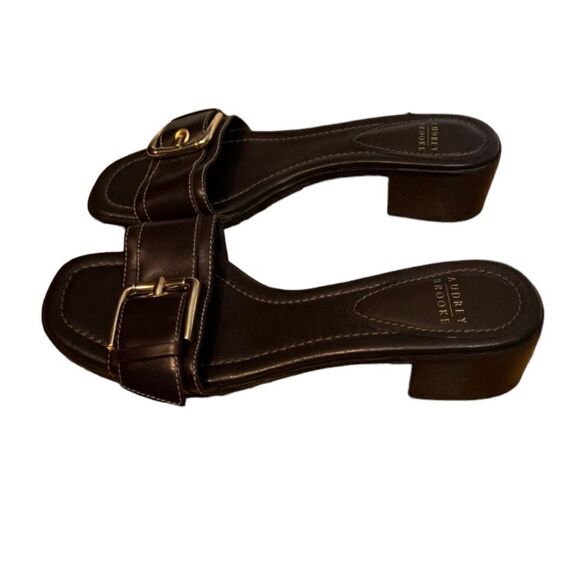 Audrey Brooke brown slip on heeled sandals - Picture 5 of 9